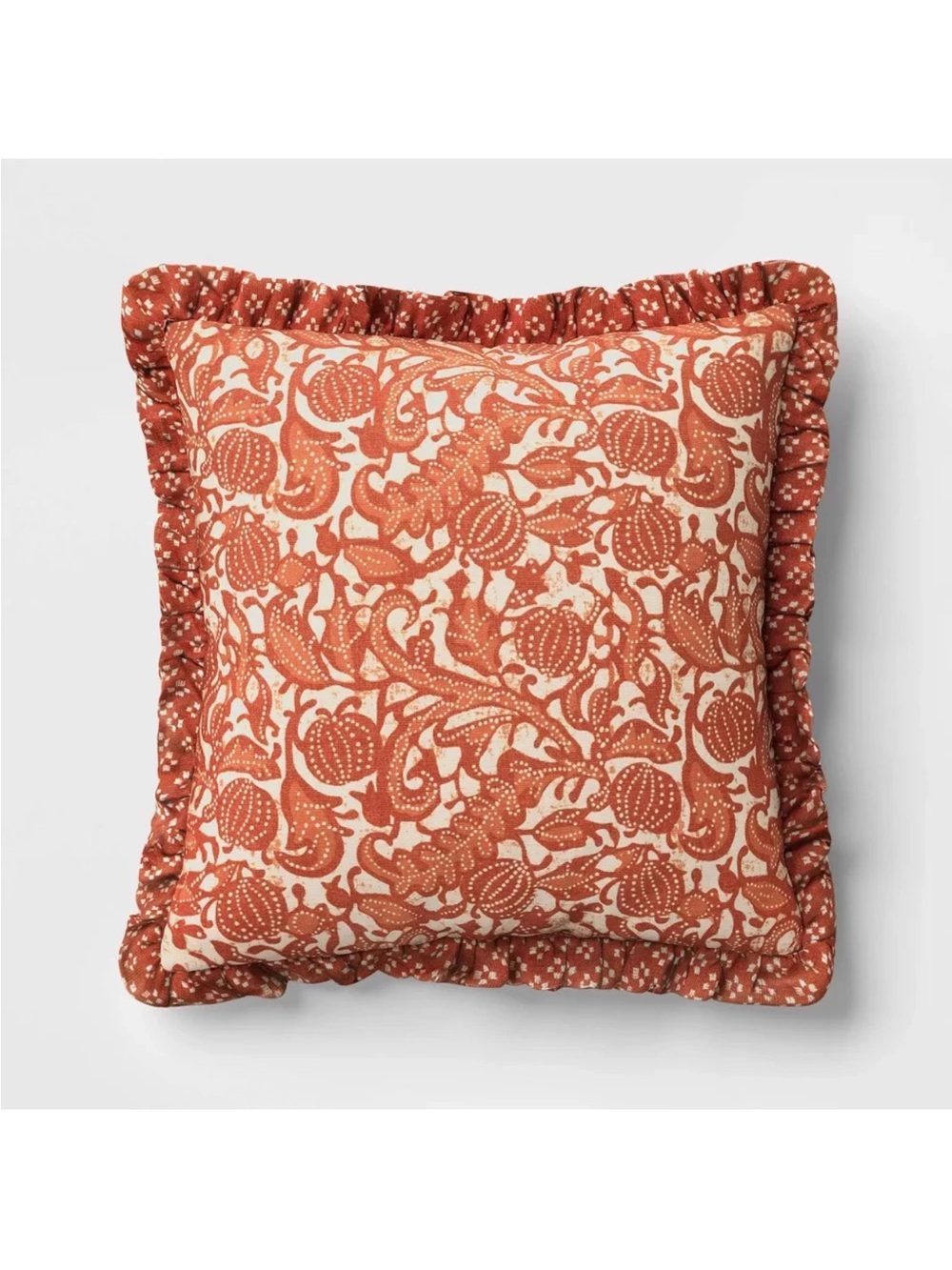 Threshold Square Pumpkin Throw Pillow 18x18 Orange/Beige Reversible Ruffle
Trim